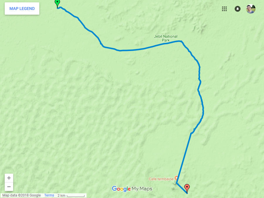 Zemljevid poti opravljene poti šestega dne