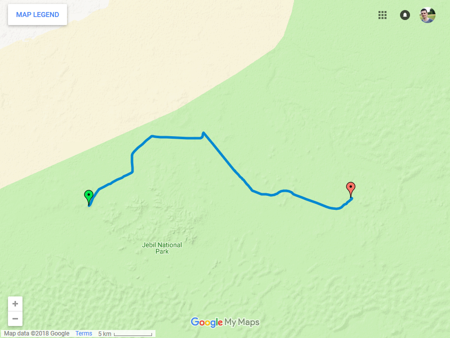 Zemljevid poti opravljene poti sedmega dne