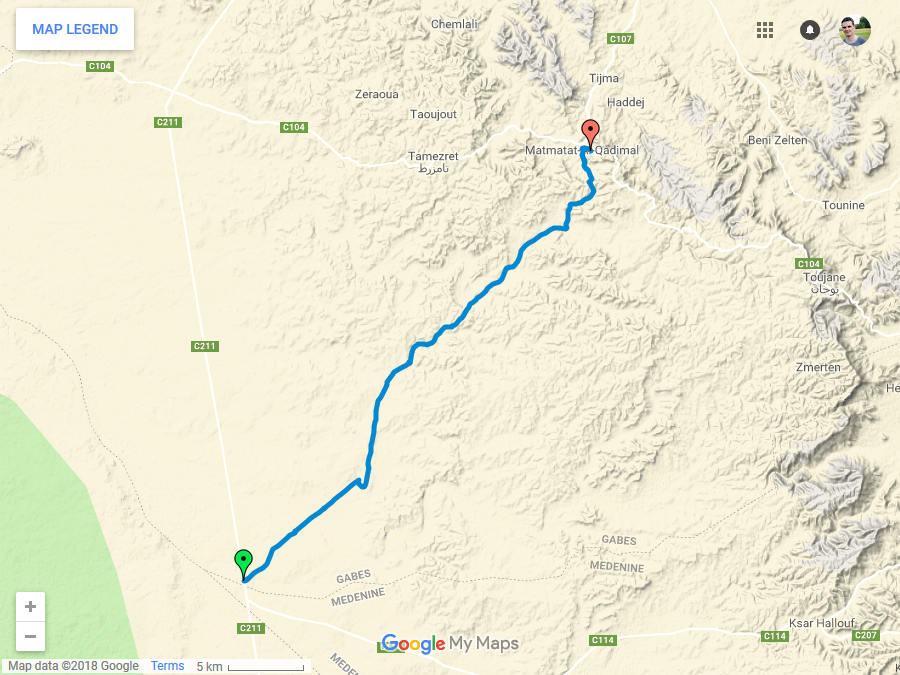 Zemljevid poti opravljene poti devetega dne