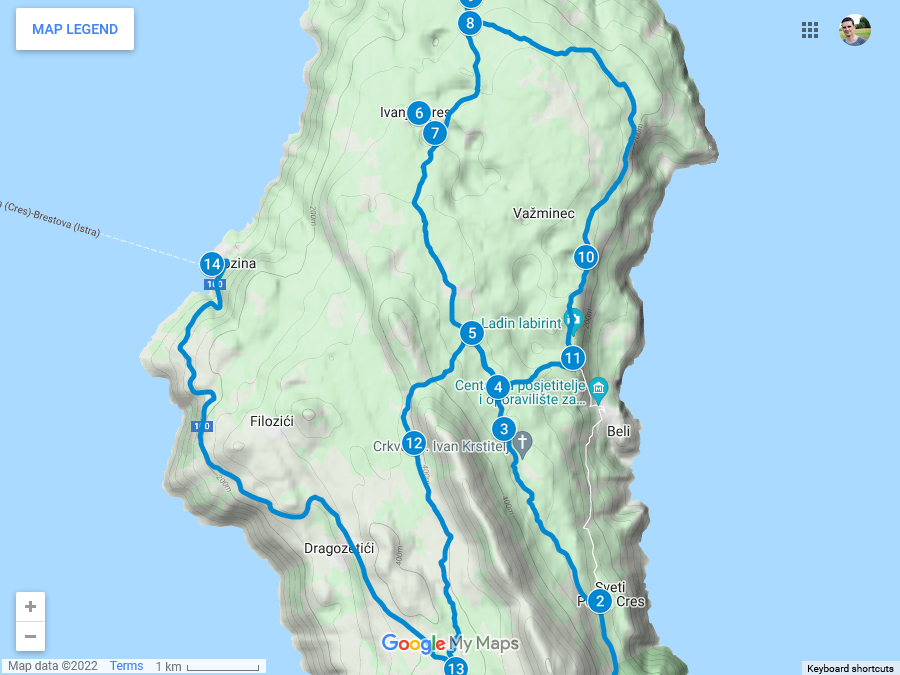 Zemljevid poti po Cresu 2
