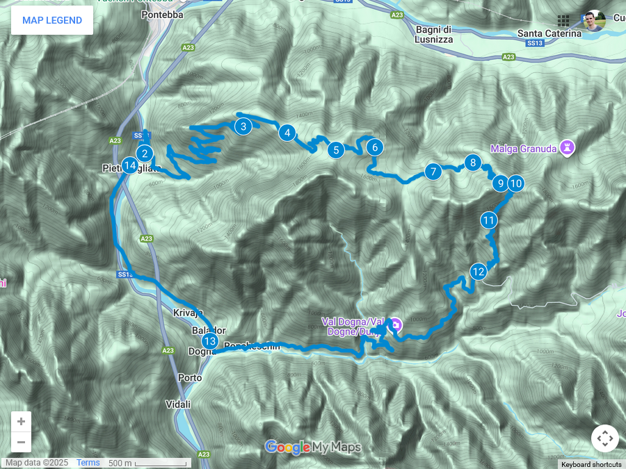 Zemljevid poti po Dunji