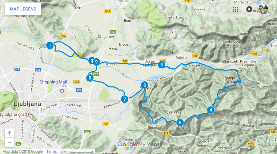 Zemljevid poti do Janč