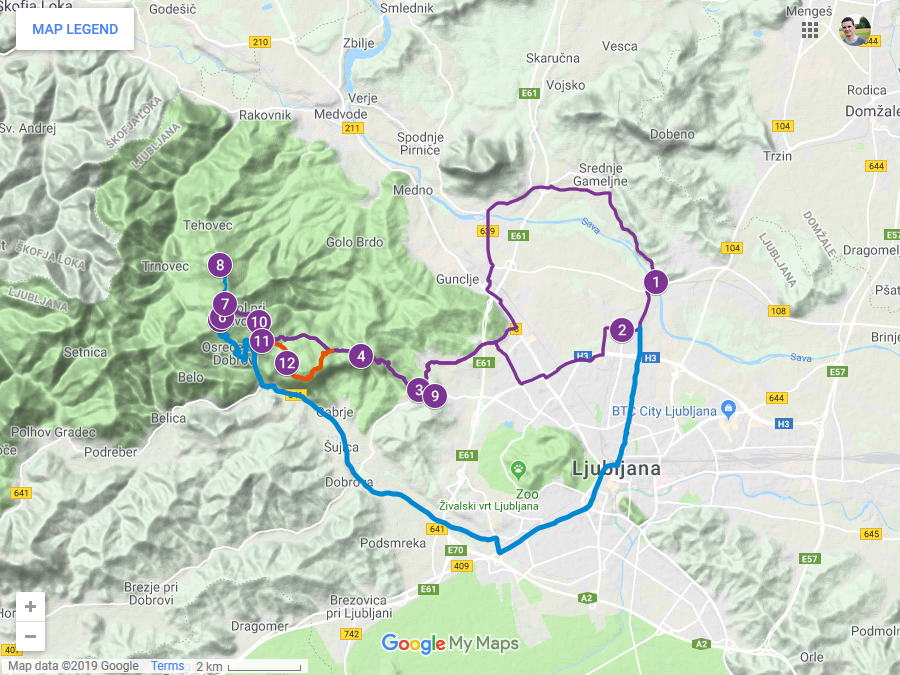 Zemljevid poti na Katarino in okolica