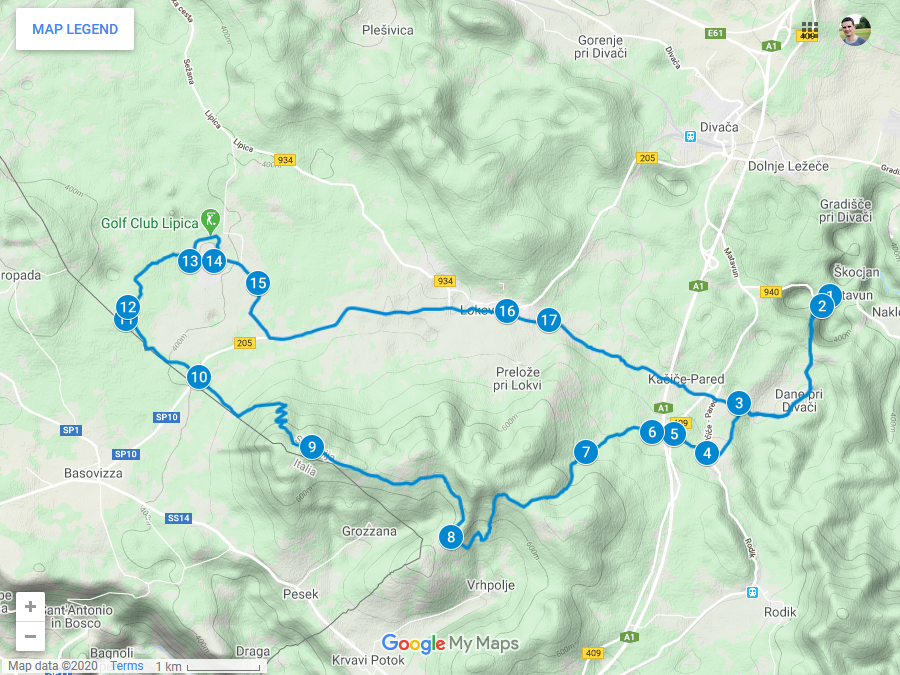 Zemljevid poti na Kokoško