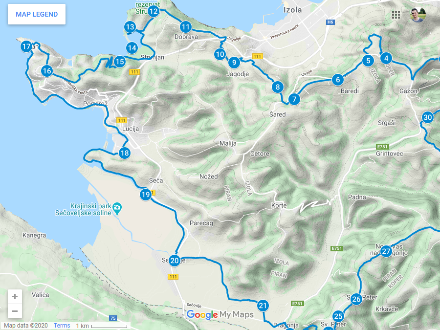 Zemljevid poti po Koprskem zaledju