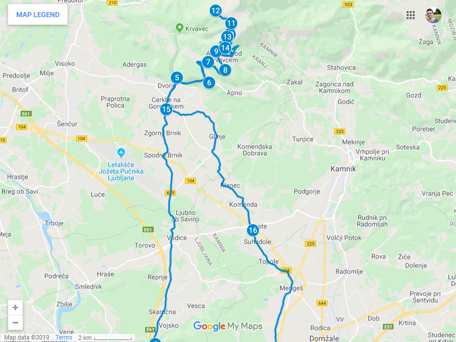 Zemljevid poti na Krvavec