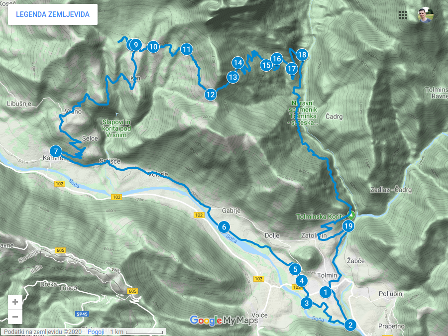 Zemljevid poti na Kuhinjo