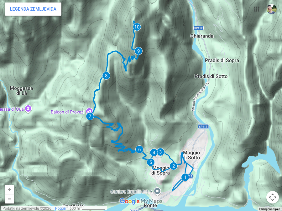 Zemljevid poti na Monticello