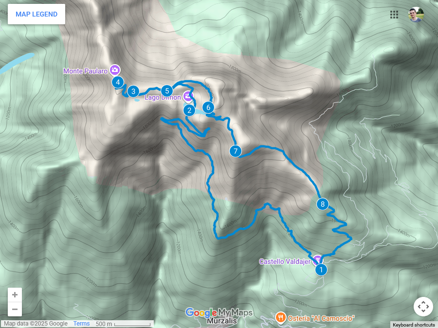Zemljevid poti na Paularo