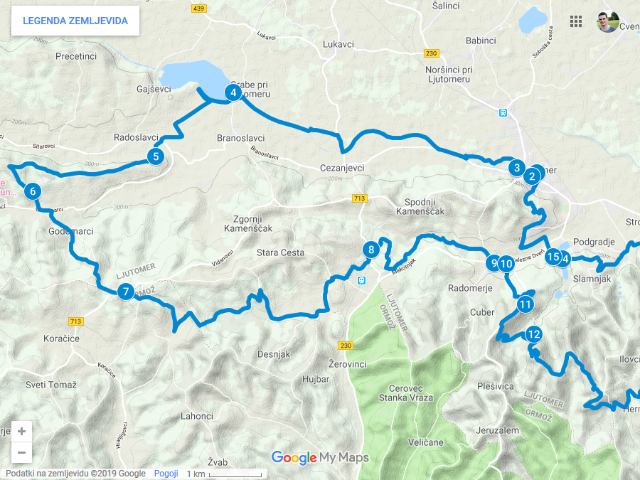 Zemljevid poti po Prlekiji