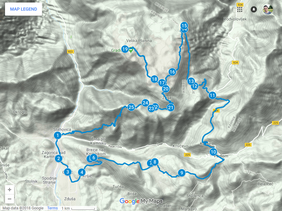 Zemljevid poti Veliko Planino
